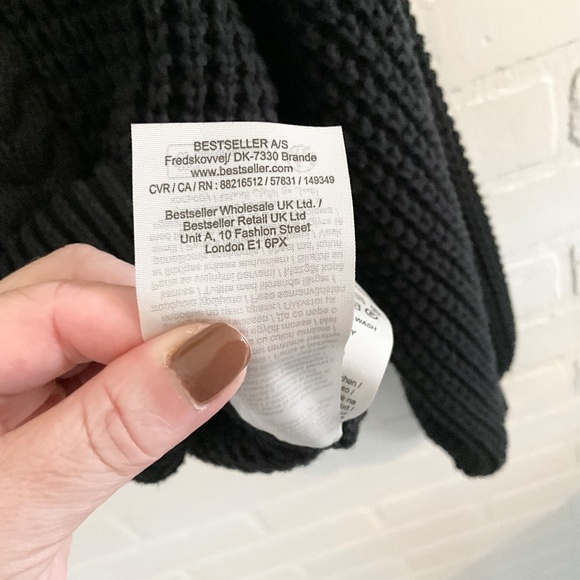 Selected Femme/Homme Cable knit Sweater Chunky Black Turtleneck Cotton blend M - Picture 9 of 14